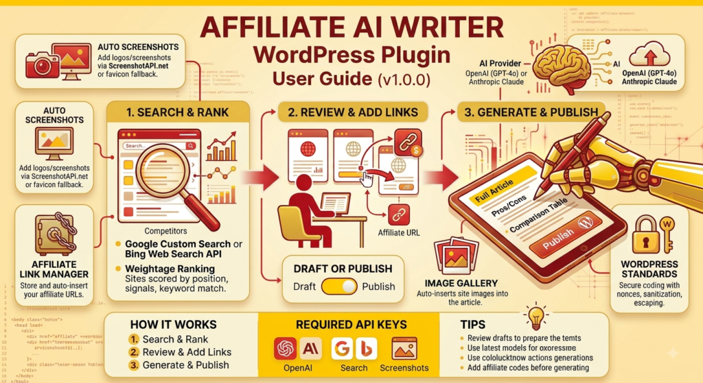 Affiliate AI Writer, WordPress